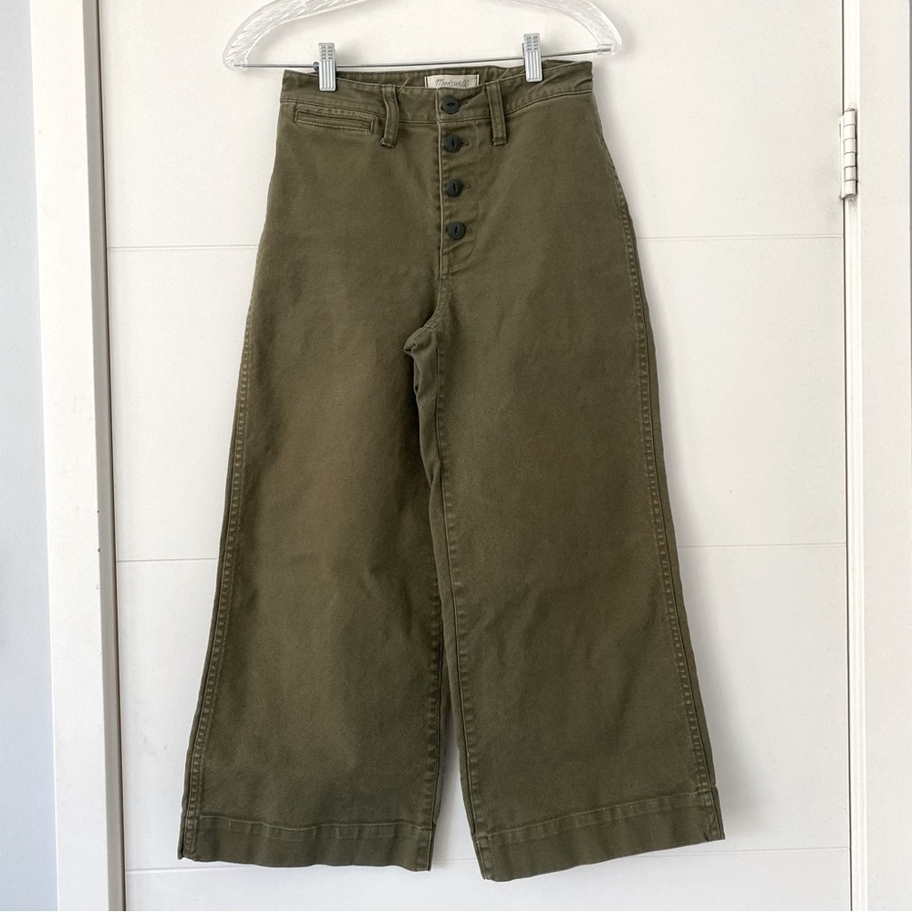 Madewell Petite Button Front Wide Leg Pants